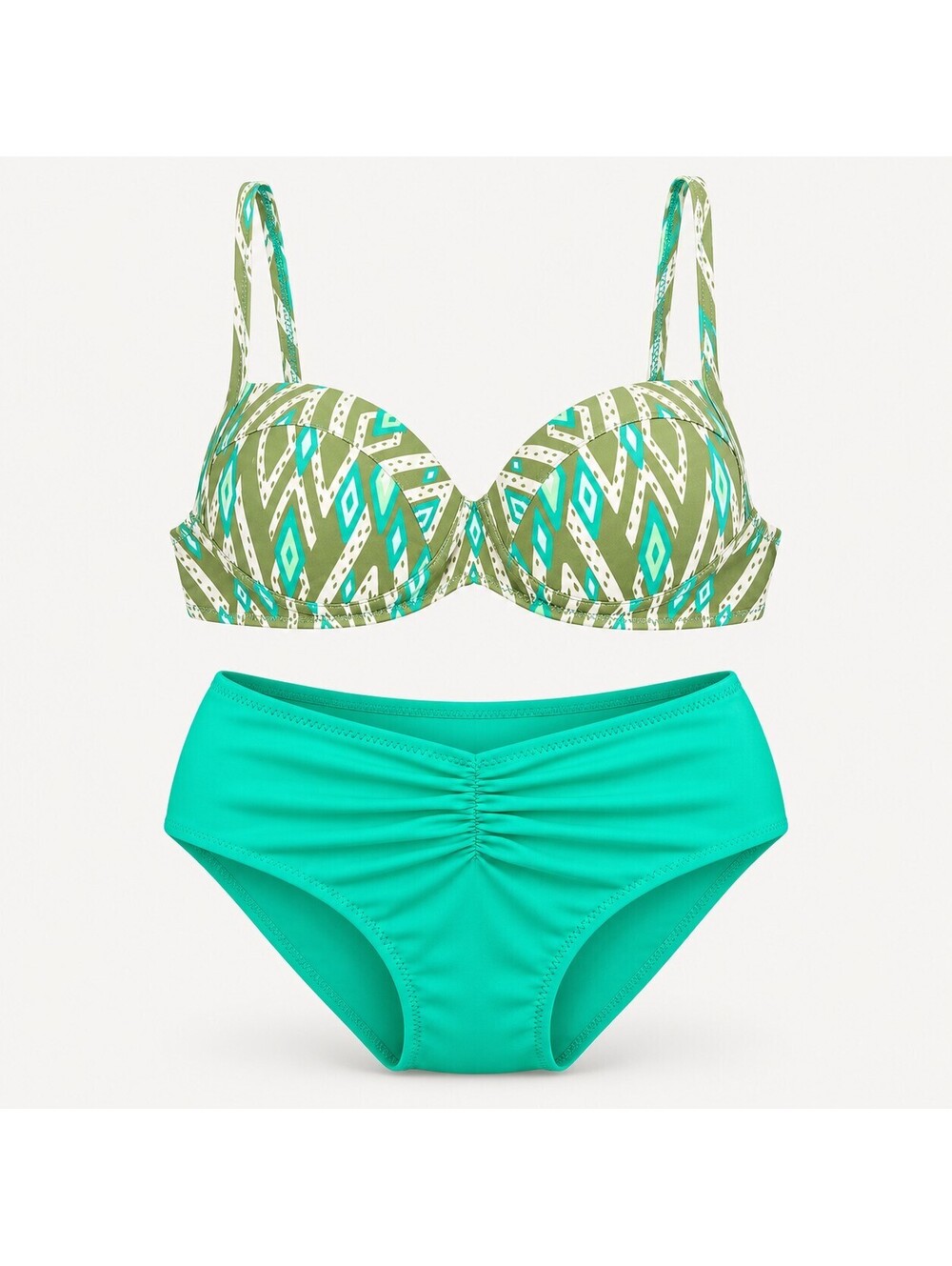 NWT Cupshe Green Ruched Two Piece Bikini Swimsuit Size Small